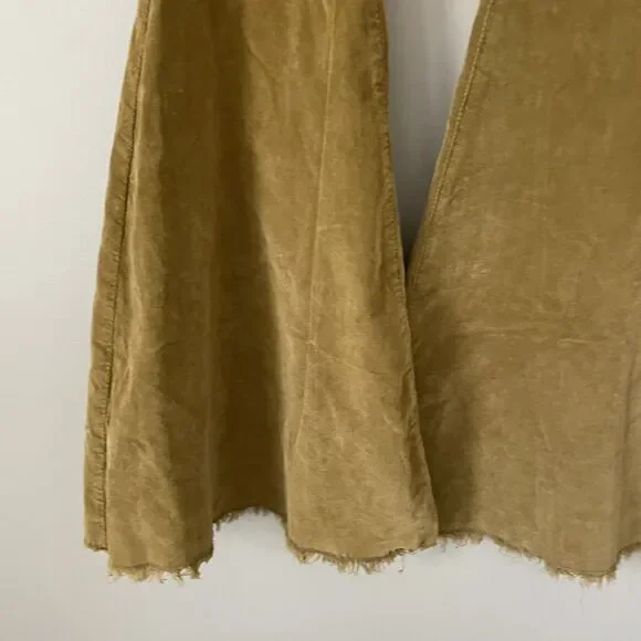 Free People Size 28 Brown Corduroy Flare Pants Super Wide Leg - Picture 2 of 6